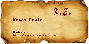 Krecz Ervin névjegykártya